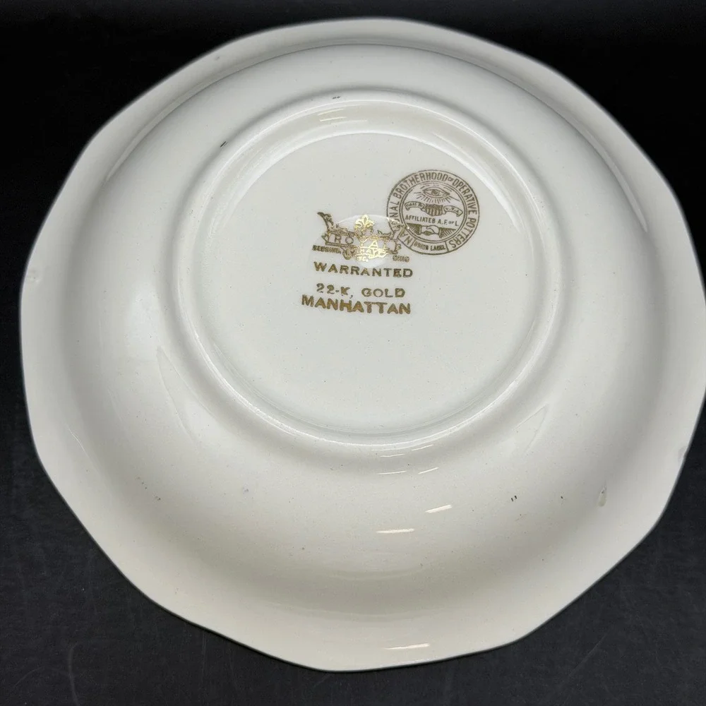 Vtg 1940s Windsor China 22K Gold USA Made Sm Fruit Dessert Bowls Set of 12 5